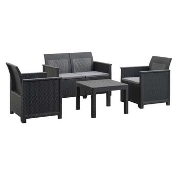 Leen Bakker Keter loungeset emma 4-delig - antraciet - leen bakker aanbieding
