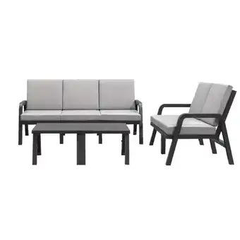 Leen Bakker Hartman loungeset eden - antraciet - 4-delig - v2 - leen bakker aanbieding