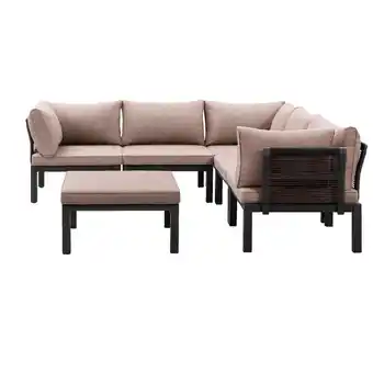 Leen Bakker Le sud modulaire loungeset ardeche v2 - taupe - 6-delig - leen bakker aanbieding