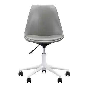 Leen Bakker Bureaustoel senja - lederlook - grijs - wit metaal - leen bakker aanbieding