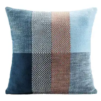 Leen Bakker Sierkussen bobbie - blauw - 45x45 cm - leen bakker aanbieding