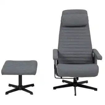 Leen Bakker Relaxfauteuil laugar (incl. voetenbank) - stof - donkergrijs - leen bakker aanbieding