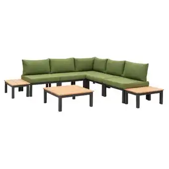 Leen Bakker Le sud modulaire loungeset ardeche met kussens brest - donkergroen - 8-delig - leen bakker aanbieding