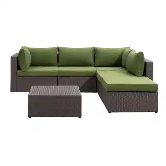 Leen Bakker Le sud modulaire loungeset dordogne - antraciet/groen - 6-delig - leen bakker aanbieding