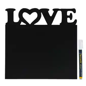 Leen Bakker Memobord love + stift - zwart - 25x25 cm - leen bakker aanbieding