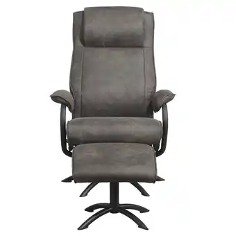 Leen Bakker Relaxfauteuil vic incl. hocker - antraciet - leen bakker aanbieding