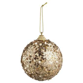 Leen Bakker Kerstbal paillet - goud - foam - ø8 cm - leen bakker aanbieding