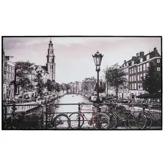 Leen Bakker Schilderij amsterdamse grachten - zwart/wit - 118x70 cm - leen bakker aanbieding