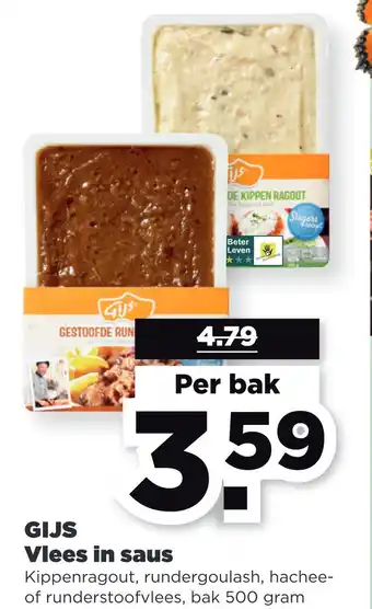 PLUS GIJS Vlees in saus 500gram aanbieding