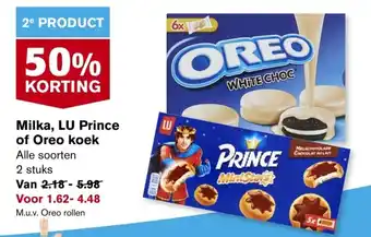 Hoogvliet Milka, LU Prince of Oreo koek Alle soorten 2 stuks aanbieding