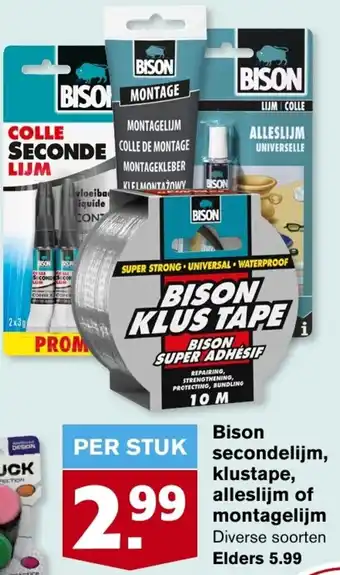 Hoogvliet Bison secondelijm, klustape, alleslijm of montagelijm aanbieding