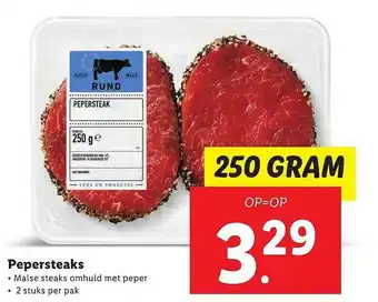 Lidl Pepersteaks 250 gram aanbieding