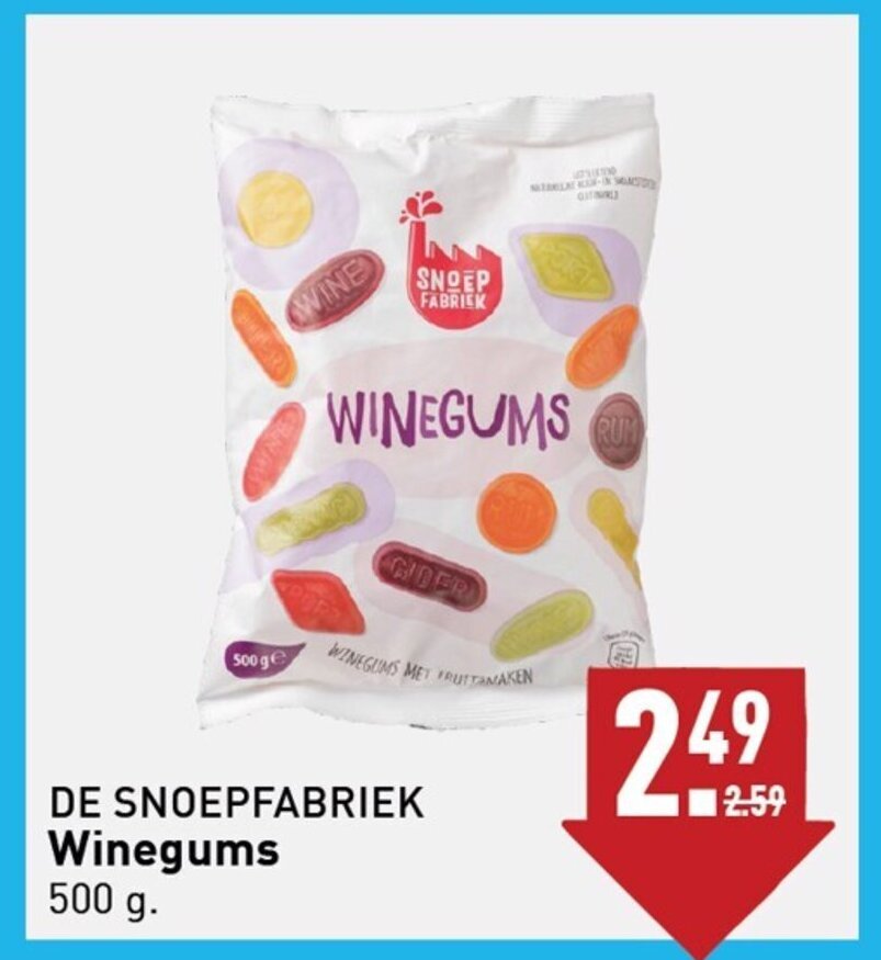 DE SNOEPFABRIEK Winegums 500g aanbieding bij ALDI