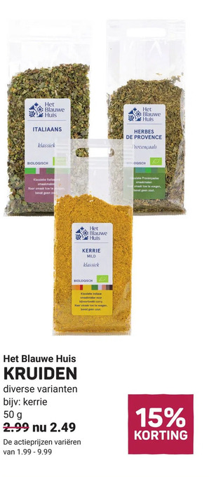 Ekoplaza Het blauwe huis kruiden aanbieding