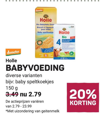 Ekoplaza Holle babyvoeding aanbieding
