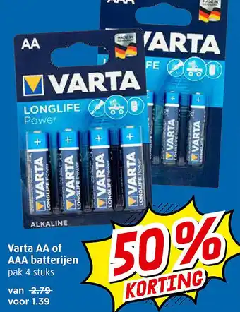 Boni Varta AA of AAA batterijen aanbieding