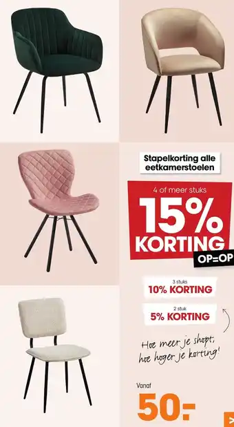 Kwantum Stapelkorting alle eetkamerstoelen aanbieding