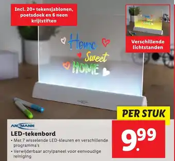 Lidl LED-tekenbord Met 7 wisselende LED-kleuren en verschillende programma's aanbieding