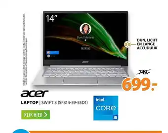 Expert Acer Laptop | Swift 3 (SF314-59-55D1) aanbieding