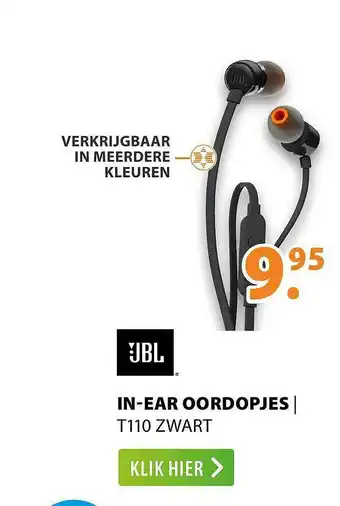 Expert JBL In-Ear Oordopjes | T110 Zwart aanbieding