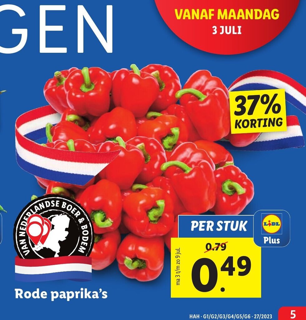 Rode paprika's aanbieding bij Lidl