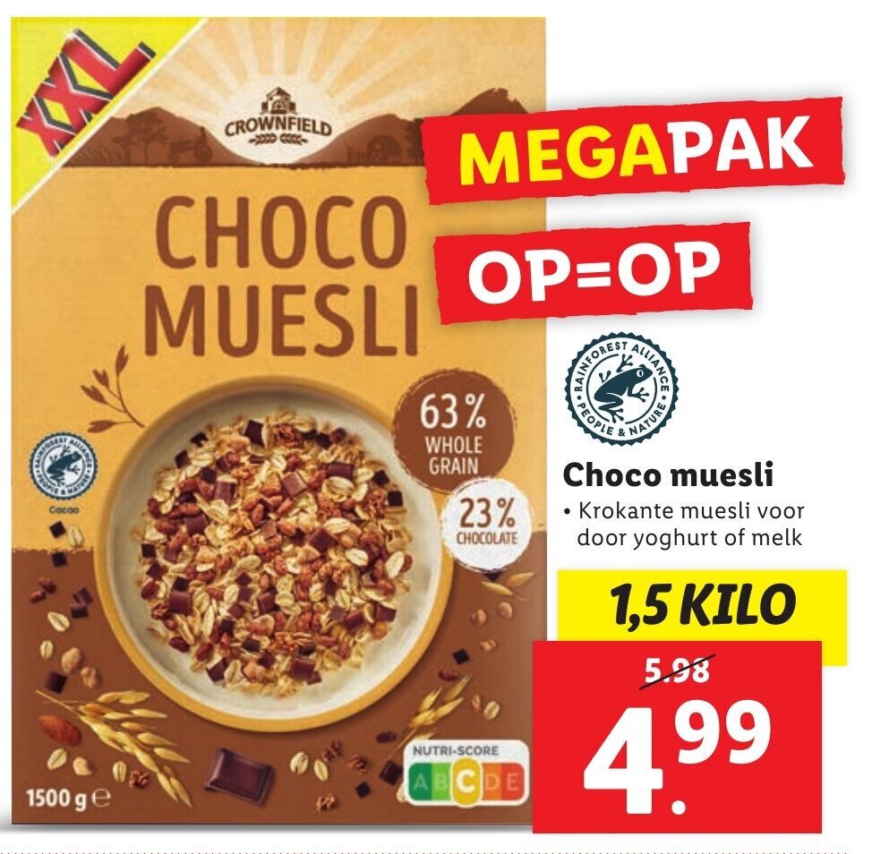 CHOCO MUESLI 1.5 kilo aanbieding bij Lidl