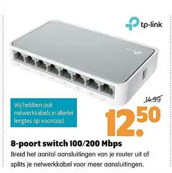 Plentyparts 8-Poort Switch 100-200 Mbps aanbieding