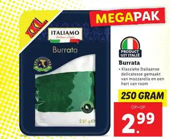 Lidl Burrata 250g aanbieding