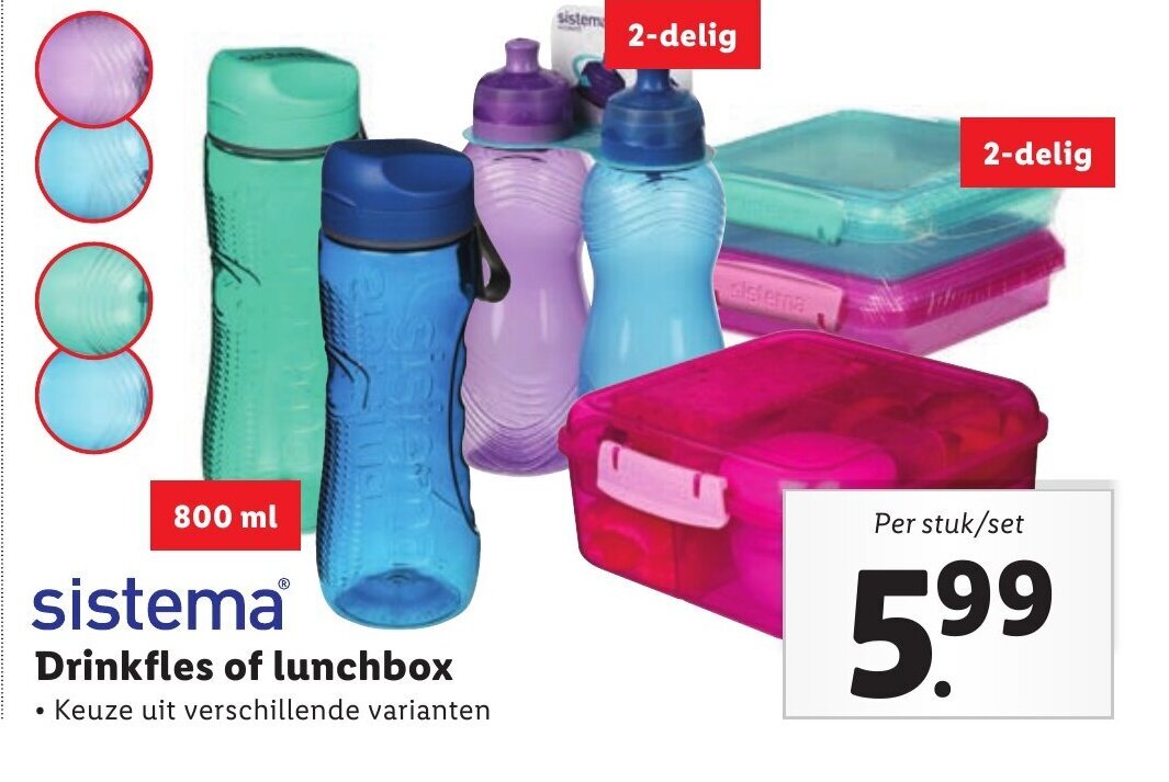 sistema Drinkfles of lunchbox Keuze uit verschillende varianten