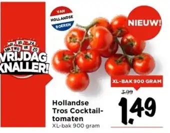 Vomar Voordeelmarkt Hollandse Tros Cocktail-tomaten XL-bak 900 gram aanbieding