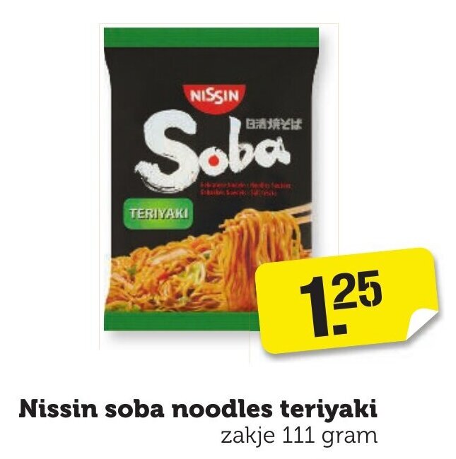 Nissin soba noodles teriyaki zakje 111 gram aanbieding bij Coop