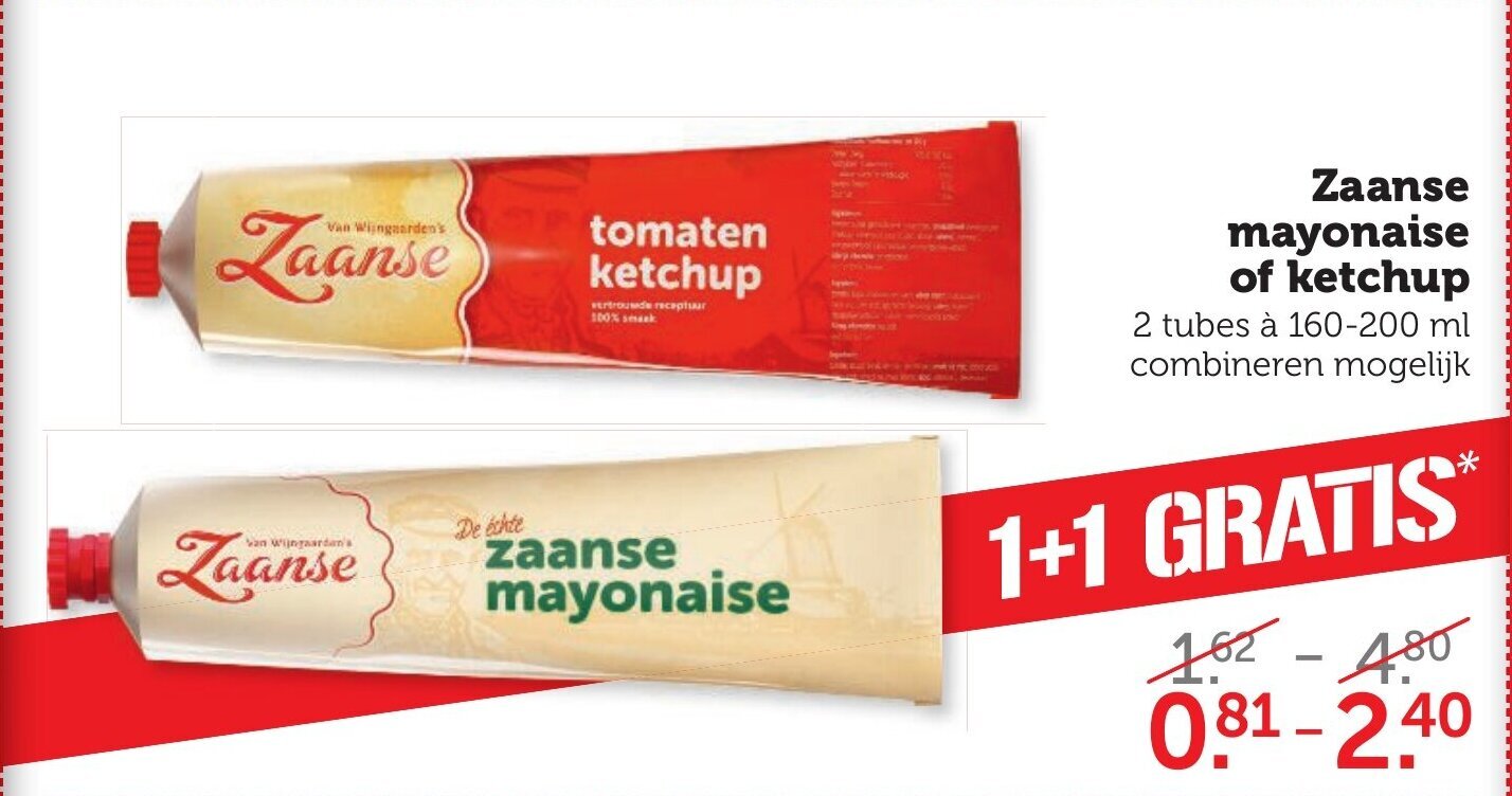 Zaanse mayonaise of ketchup 2 tubes à 160200 ml combineren mogelijk