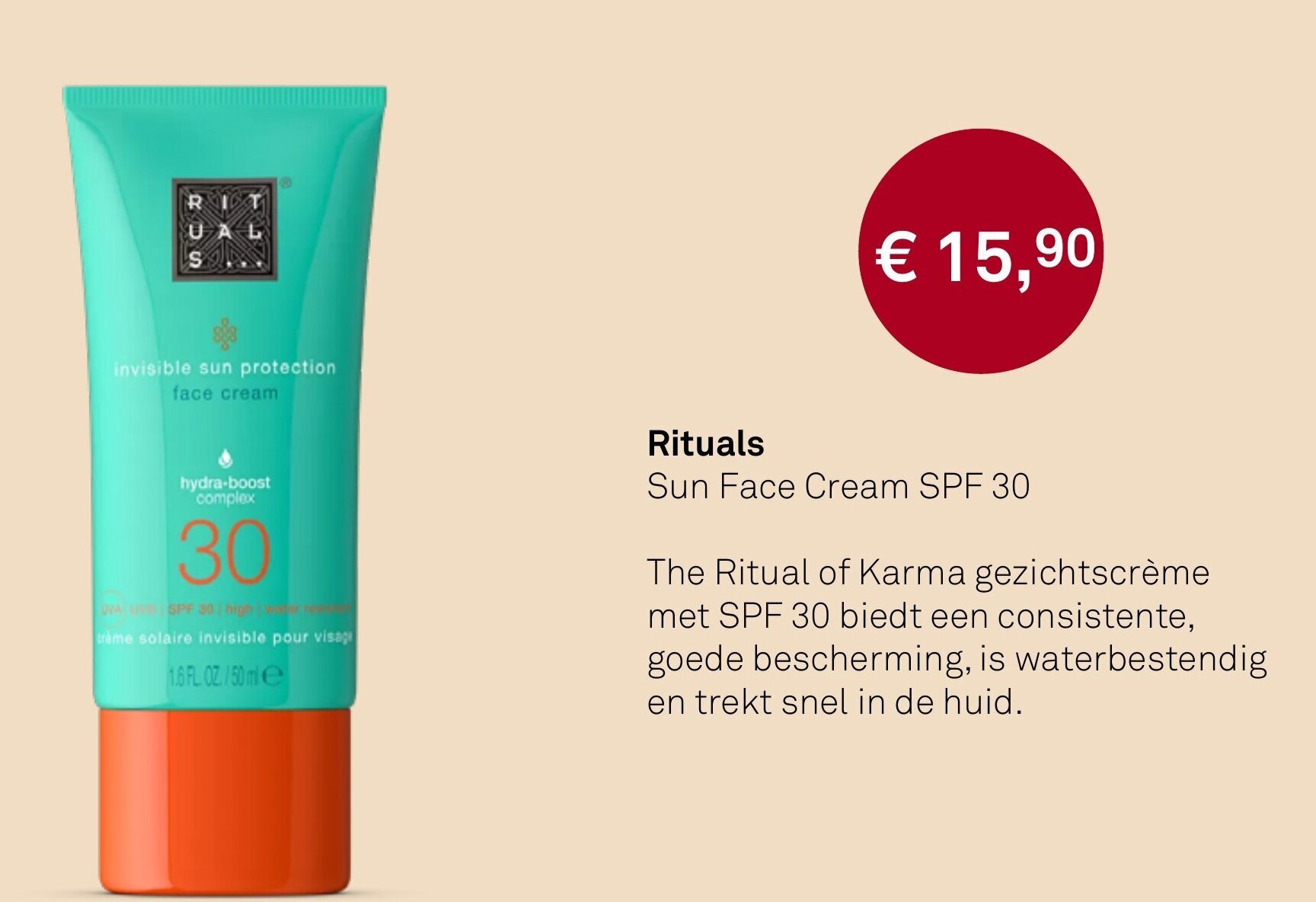 Rituals Sun Face Cream SPF 30 aanbieding bij Mooi parfumerie