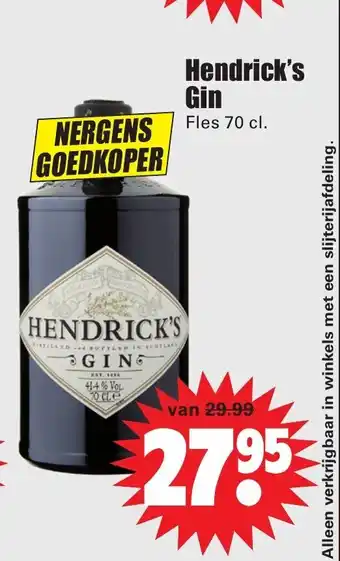 Dirk Hendrick's gin 700ml aanbieding