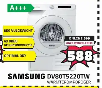 BoXXer SAMSUNG Warmtepompdroger | DV80T5220TW aanbieding