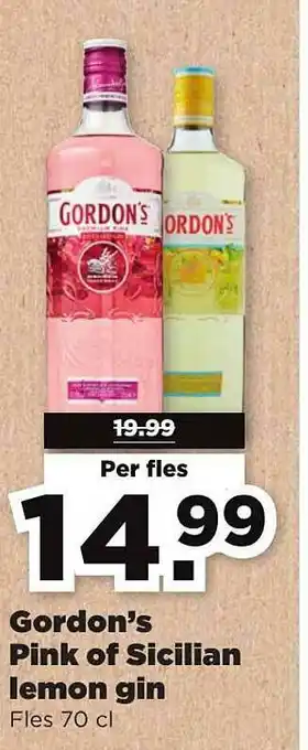 PLUS Gordon's pink of sicilian lemon gin 70 cl aanbieding