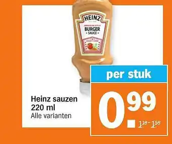 Albert Heijn Heinz sauzen 220 ml aanbieding