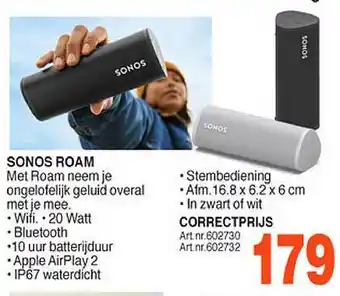 Correct Sonos roam bluetooth speaker aanbieding