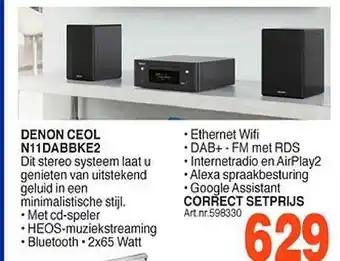 Correct Denon ceol n11dabbke2 stereo systeem aanbieding