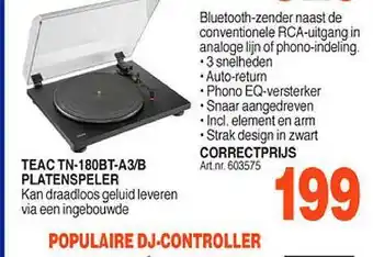 Correct Teac tn-180bt-a3-b platenspeler aanbieding