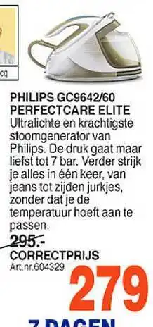 Correct Philips gc9642-60 perfectcare elite stoomgenerator aanbieding