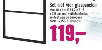 Hornbach Set met vier glaspanelen aanbieding