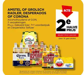 Jumbo AMSTEL OF GROLSCH RADLER, DESPERADOS OF CORONA aanbieding