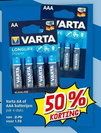 Boni Varta aa of aaa batterijen aanbieding