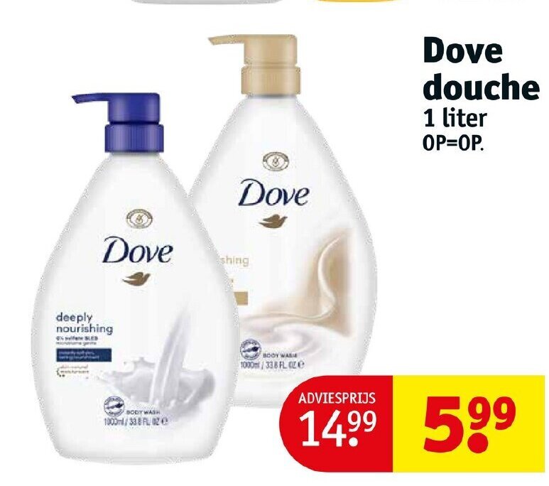 Dove douche 1 liter aanbieding bij Kruidvat