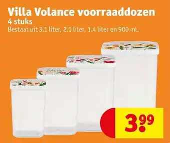 Kruidvat Villa Volance voorraaddozen 4 stuks Bestaat uit 3.1 liter, 2.1 liter, 1.4 liter en 900 ml. aanbieding