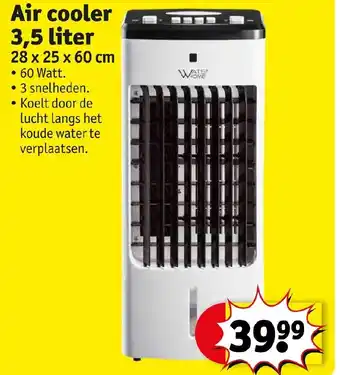 Kruidvat Air cooler 3,5 liter 28 x 25 x 60 cm 60 Watt. aanbieding