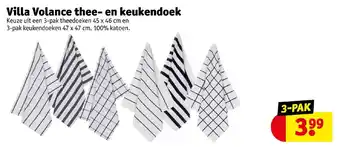 Kruidvat Villa Volance thee- en keukendoek Keuze uit een 3-pak theedoeken 45 x 46 cm en 3-pak keukendoeken 47 x 47 cm. 100% katoen. aanbieding