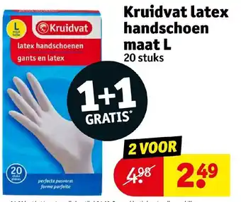 Kruidvat Kruidvat latex handschoen maat L 20 stuks 2 VOOR aanbieding