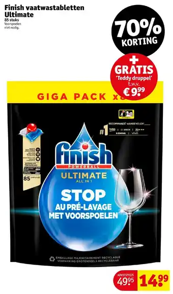 Kruidvat Finish vaatwastabletten Ultimate 85 stuks Voorspoelen niet nodig. aanbieding